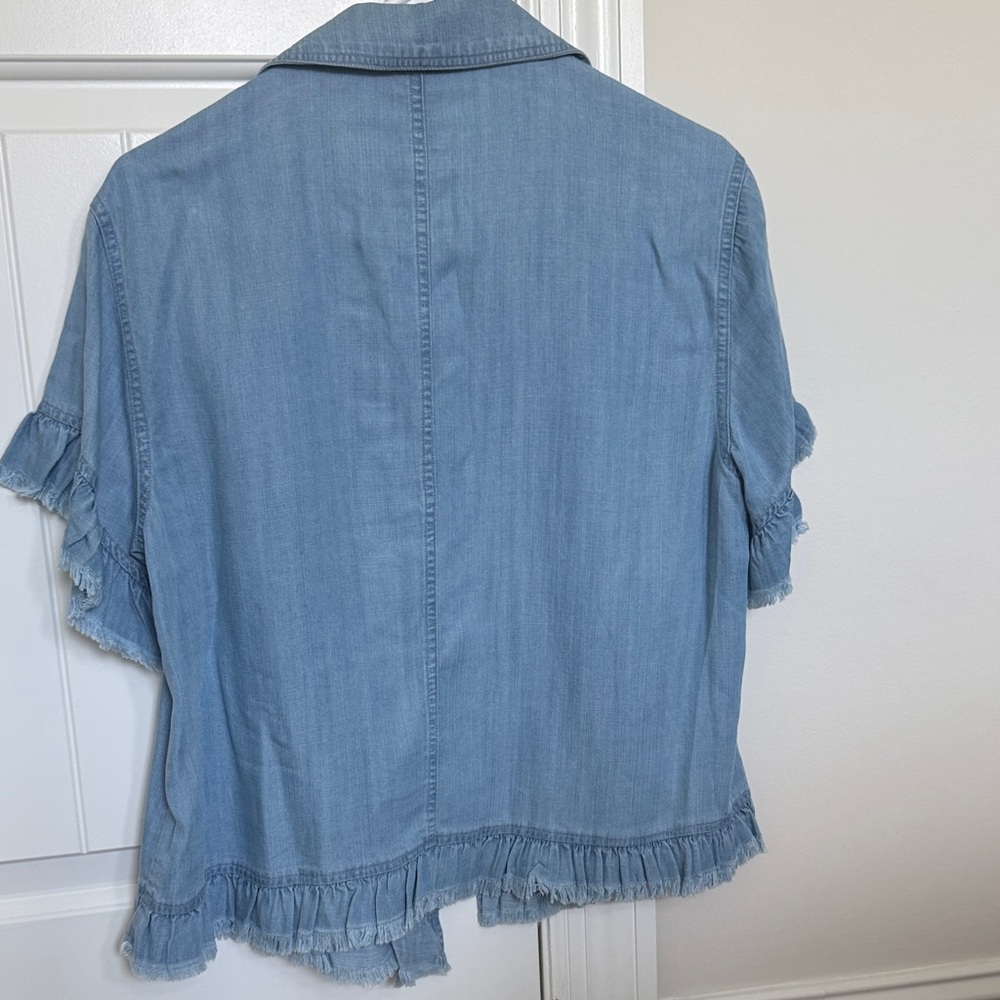 Multiples Sky Blue Button-Up Top - image 6